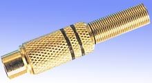 RCA разъём гнездо, черный GOLD с пружиной VA379