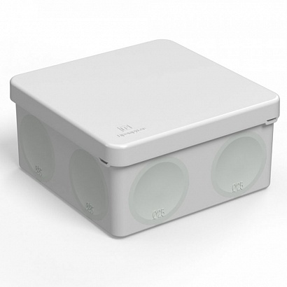 Коробка 100х100х50 распределительная 60-0300 для прямого монтажа двухкомпонентная безгалогенная (HF) (66шт/кор) Промрукав, 60-0300