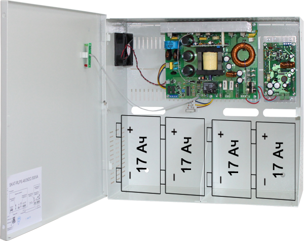 SKAT-V ИБП-48/9-4x17 (SKAT-RLPS.48DC-500VA) источник питания, 48В, 9А, защита выходов АКБ, 4АКБХ17Ач