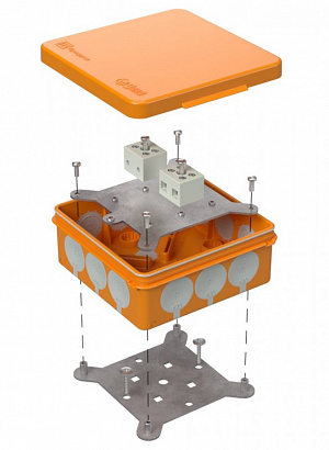 Коробка огнестойкая 60-0303-FR2.5-4 Е15-Е120 100х100х40 двухкомпонентная для открытой проводки (Промрукав), 60-0303-FR2.5-4