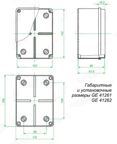 GE41262, коробка (150х110х85 мм) для наружней установки