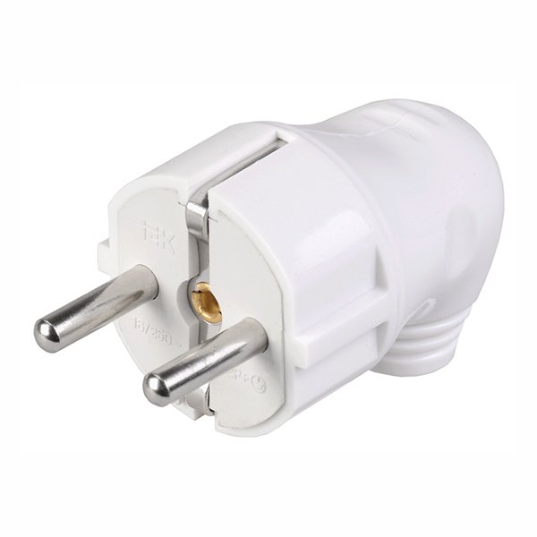 Вилка ВПу11-01-Ст разборная угловая с заземляющим контактом 16А белая IEK Вилка ВПу11-01-Ст разборная угловая с заземляющим контактом 16А белая IEK