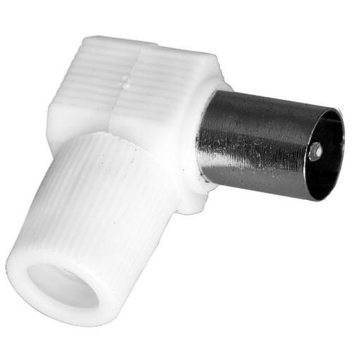 Разъем штекер TV без пайки белый угловой VA226