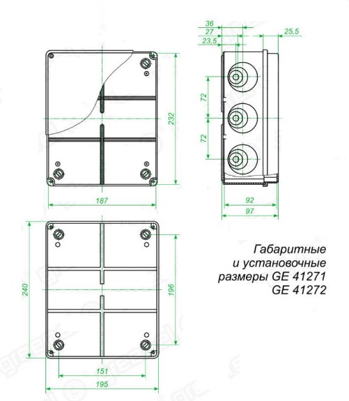 GE41271, коробка (240х195х90 мм) для наружней установки