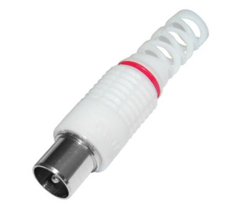 Разъем штекер TV без пайки белый "орешек" VA220