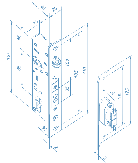 PERCo-LBP85.2, электромеханический замок врезной PERCo-LBP85.2, электромеханический замок врезной