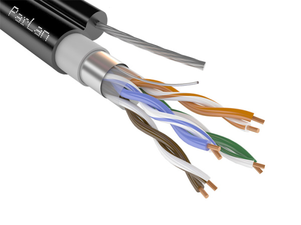 F/UTP Cat5e 4х2х0,52 PVC/PE tr ParLan™ , кабель парной скрутки уличный на тросу (Паритет) F/UTP Cat5e 4х2х0,52 PVC/PE tr ParLan™ , кабель парной скрутки уличный на тросу (Паритет)
