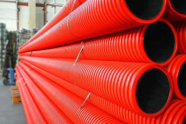 Гофротруба ПНД двустенная гибкая тип 450 красная с зондом d63/100 м (Промрукав), PR15.0025