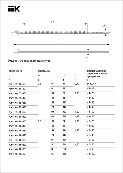 Хомут 3,6х150мм нейлон (100шт) ИЭК  Хомут 3,6х150мм нейлон (100шт) ИЭК