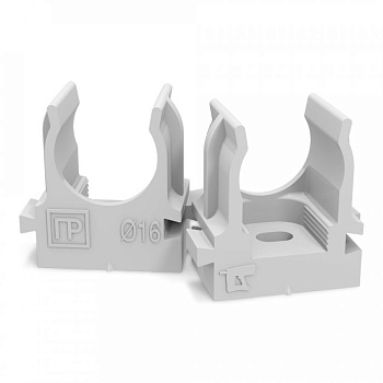 Крепеж-клипса для труб для прямого монтажа серая в п/э d16 мм (100шт/1100шт уп/кор) Промрукав