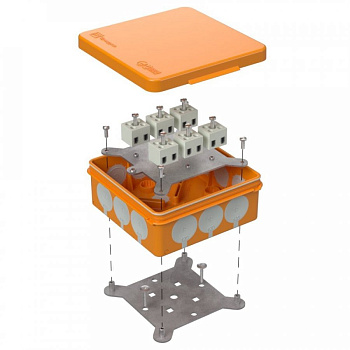 Коробка огнестойкая 60-0303-FR2.5-12 Е15-Е120 100х100х40 двухкомпонентная для открытой проводки (Промрукав), 60-0303-FR2.5-12
