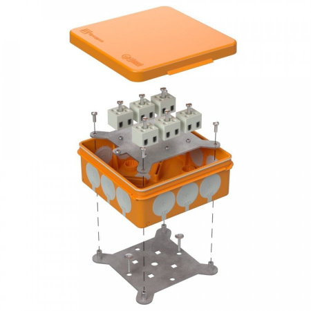 Коробка огнестойкая 60-0303-FR2.5-12 Е15-Е120 100х100х40 двухкомпонентная для открытой проводки (Промрукав), 60-0303-FR2.5-12