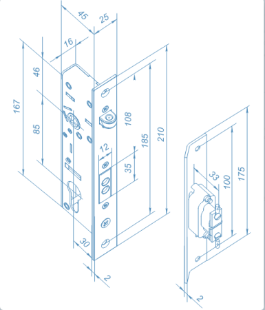 PERCo-LBP85.1, электромеханический замок врезной PERCo-LBP85.1, электромеханический замок врезной