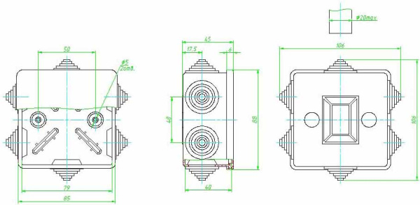 GE41235, коробка (85х85х40 мм) для наружней установки