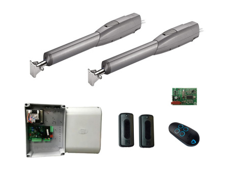 ATS30RC KIT, Комплект автоматики для распашных ворот на основе привода ATS30AGM (арт. 8K01MP-038) ((блок управления ZF1N, радиоуправление с динамическим кодом, фотоэлементы)