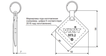 Ключ VIZIT-RF3.2 black Ключ VIZIT-RF3.2 black
