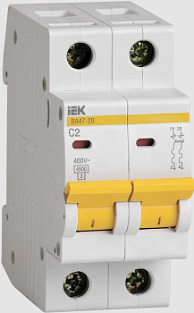 Авт. выкл. ВА47-29 2Р 2А 4,5кА х-ка С ИЭК    Авт. выкл. ВА47-29 2Р 2А 4,5кА х-ка С ИЭК