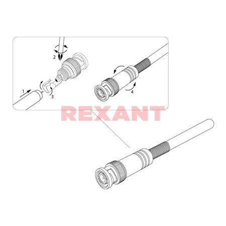 BNC разъём штекер под винт с пружиной металл REXANT (05-3073)