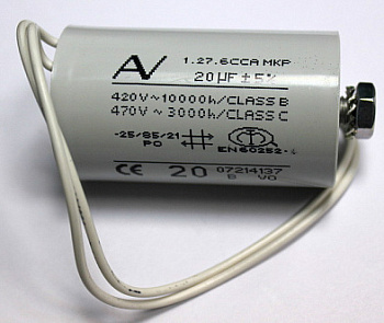 119RIR278, конденсатор 20мкФ с гибкими выводами и болтом