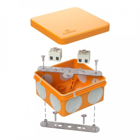 Коробка огнестойкая 60-0210-FR2.5-4 Е15-Е120 80х80х40мм двухкомпонентная для открытой проводки (Промрукав), 60-0210-FR2.5-4