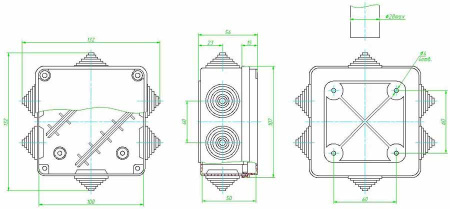 GE41234, коробка (100х100х50 мм) для наружней установки