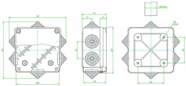 GE41234, коробка (100х100х50 мм) для наружней установки