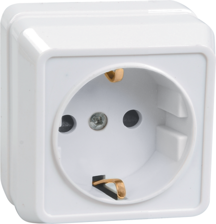 Розетка РС20-3-ОБ 1-местная с з/к 16А открытой установки ОКТАВА (белый)  Розетка РС20-3-ОБ 1-местная с з/к 16А открытой установки ОКТАВА (белый)