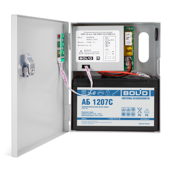 РИП-12 исп.100 (РИП-12-3/7М6-V1), 12В/3А, источник питания