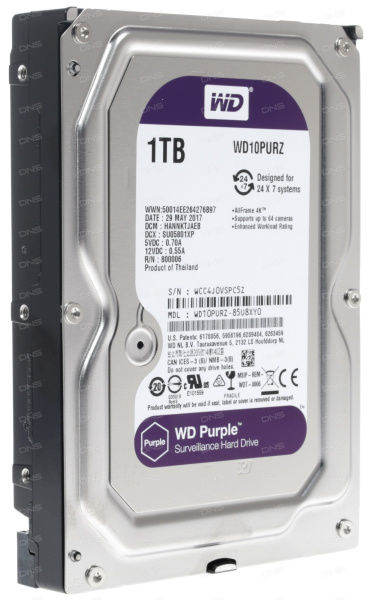Жёсткий диск 1 Tb WD Original WD10PURZ Video Purple 64Mb 3.5"
