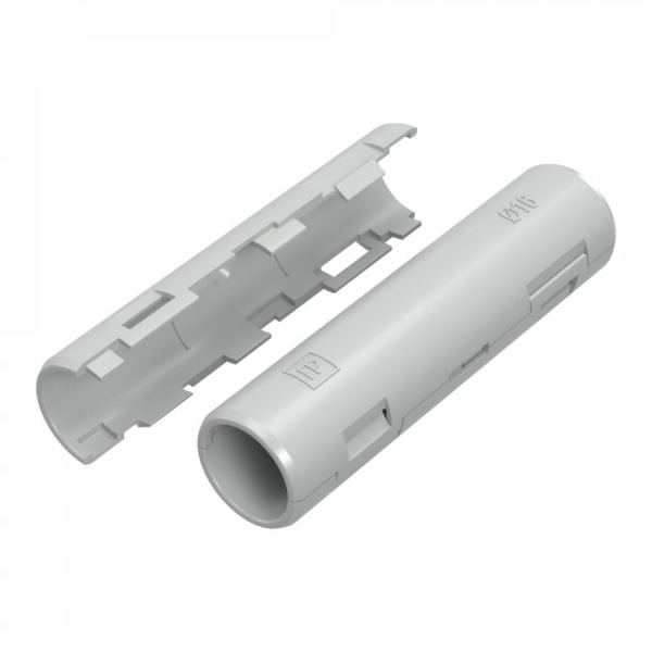 Муфта разборная d16 мм атмосферостойкая серая (100шт/1200шт уп/кор) Промрукав, PR13.0409