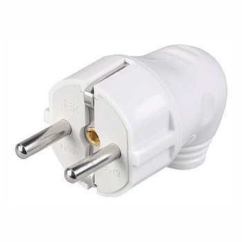 Вилка ВПу11-01-Ст разборная угловая с заземляющим контактом 16А белая IEK Вилка ВПу11-01-Ст разборная угловая с заземляющим контактом 16А белая IEK