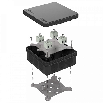 Коробка огнестойкая 60-0303-9005-FR2.5-8 Е15-Е120 100х100х40 двухкомпонентная для открытой проводки (Промрукав)