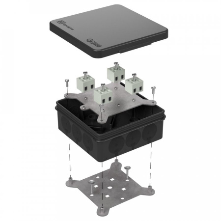 Коробка огнестойкая 60-0303-9005-FR2.5-8 Е15-Е120 100х100х40 двухкомпонентная для открытой проводки (Промрукав)