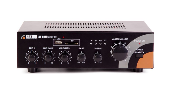 AA-60M, USB-проигрыватель-усилитель 60 Вт, 3 микр./2 лин. входа ( ROXTON)