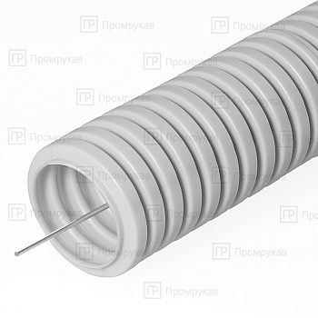 Гофротруба ПВХ легкая 350Н серая с зондом d32/25 м (Промрукав)