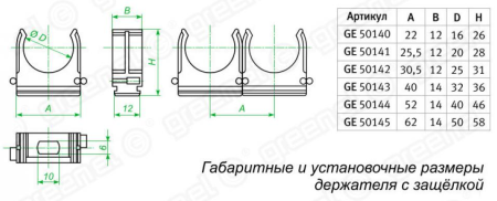 Клипса-держатель для труб 25 мм GE50142 c защелкой, серая RAL 7035