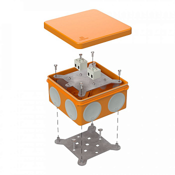 Коробка огнестойкая 60-0300-FR2.5-4 Е15-Е120 100х100х50 двухкомпонентная для открытой проводки (Промрукав), 60-0300-FR2.5-4