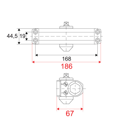 GF-603 Exit (05), доводчик до 100 кг, черный GF-603 Exit (05), доводчик до 100 кг, черный