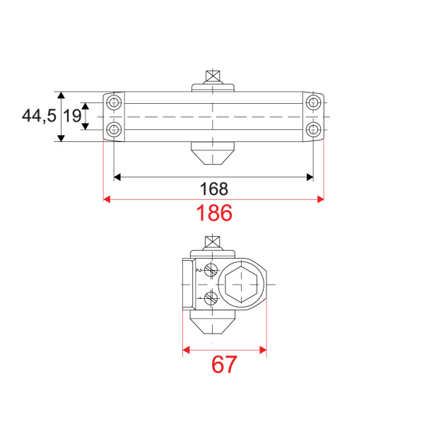 GF-603 Exit (05), доводчик до 100 кг, черный GF-603 Exit (05), доводчик до 100 кг, черный