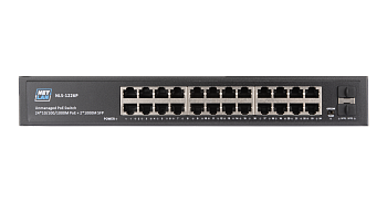 Коммутатор NETLAN, неуправляемый, 24*10/100/1000Мбит/с PoE (af/at), 2*10/100/1000Мбит/с SFP, DC52V/6.1A, PoE бюджет 320W