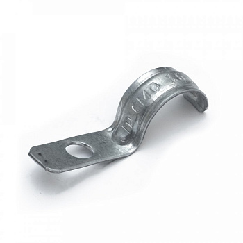 Скоба металлическая однолапковая усиленная противопожарная СМОУ d16-17 мм отв. d 6,5 мм (100шт/1600шт уп/кор) Промрукав