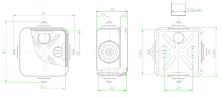 GE41236, коробка (70х70х40 мм) для наружней установки