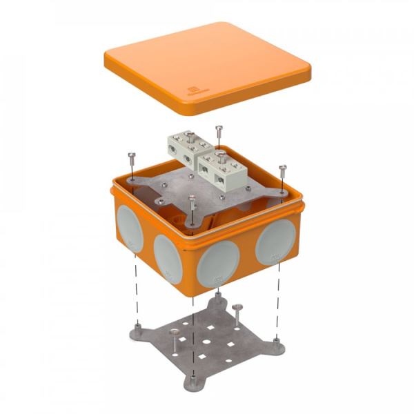Коробка огнестойкая 60-0300-FR6.0-4-4-P Е15-Е60 100х100х50 двухкомпонентная для открытой проводки (Промрукав)