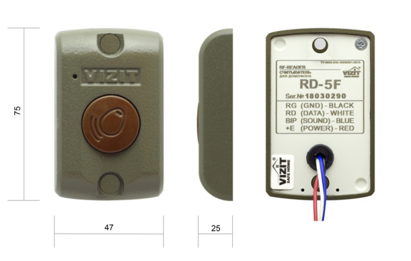 RD-5F, считыватель ключей VIZIT-RF3 RD-5F, считыватель ключей VIZIT-RF3