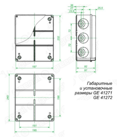 GE41272, коробка (240х195х90 мм) для наружней установки/6