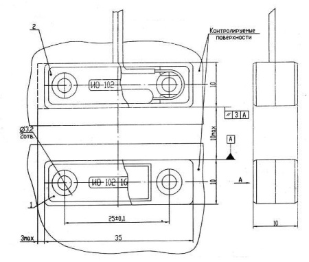 ИО 102-16/2 (ПГС2.409.000), извещатель магнитоконтактный накладной