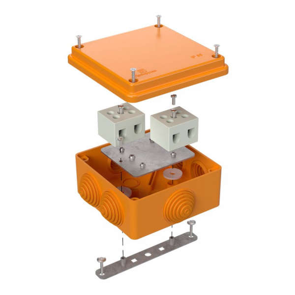 Коробка огнестойкая 40-0300-FR10.0-4 Е15-Е120 100х100х50 для открытой проводки (Промрукав), 40-0300-FR10.0-4