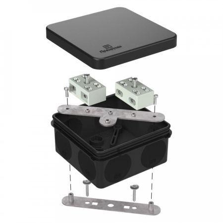 Коробка огнестойкая 60-0210-9005-FR6.0-4-4-Р 80х80х40 двухкомпонентная для о/п RAL 9005 (44 шт/уп) (Промрукав)