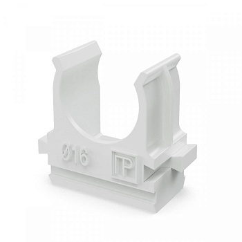 Крепёж-клипса для труб Полистирол белая d16 мм (100шт/2000шт уп/кор) Промрукав 