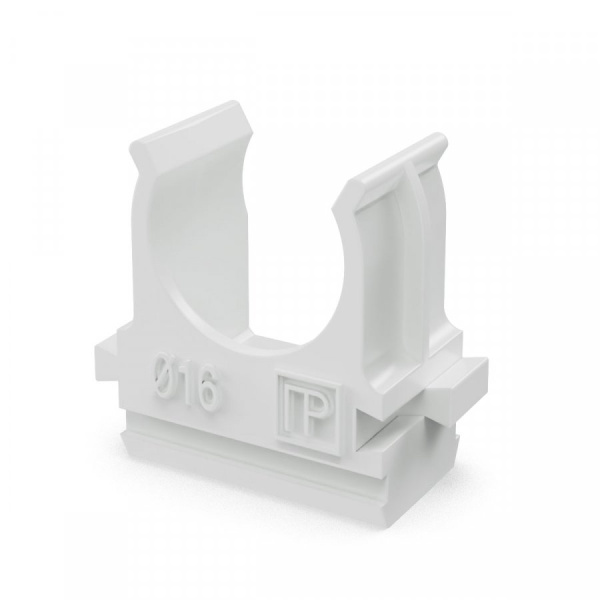 Крепёж-клипса для труб Полистирол белая d16 мм (100шт/2000шт уп/кор) Промрукав 
